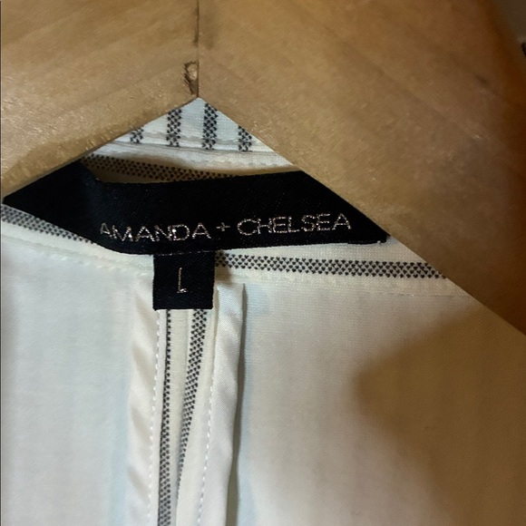 NWT Amanda & Chelsea White and Gray Striped Blazer Sz Large - Picture 3 of 6